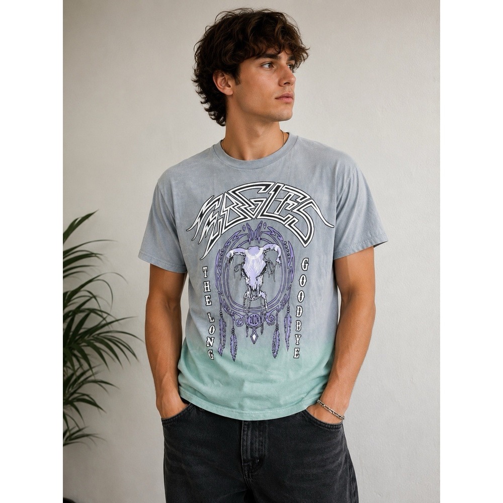 Eagles The Long Goodbye 2024 Tour T Shirt Medium Tie Dye Concert Band Tee-2394